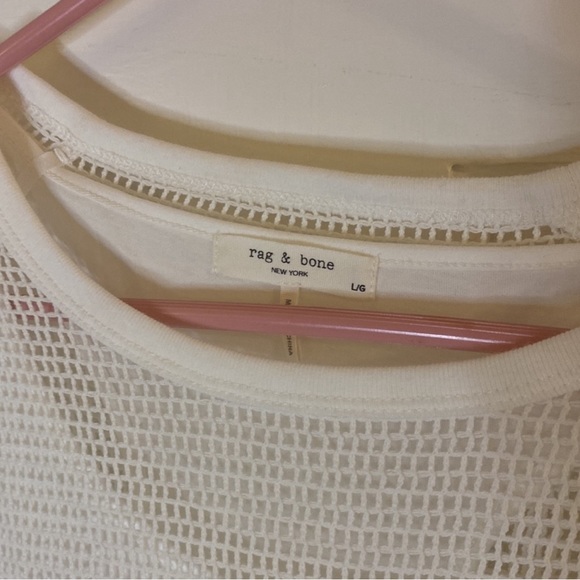rag & bone double layer mesh tee white size large - Picture 5 of 6